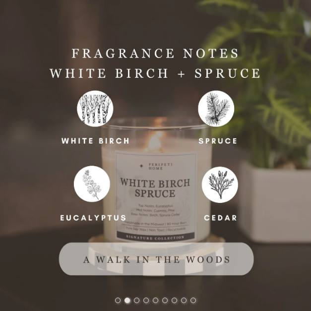 White Birch + Spruce natural soy wooden wick candle by Peripeti Home