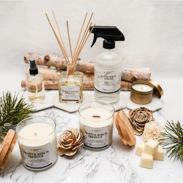White Birch + Spruce natural soy wooden wick candle by Peripeti Home